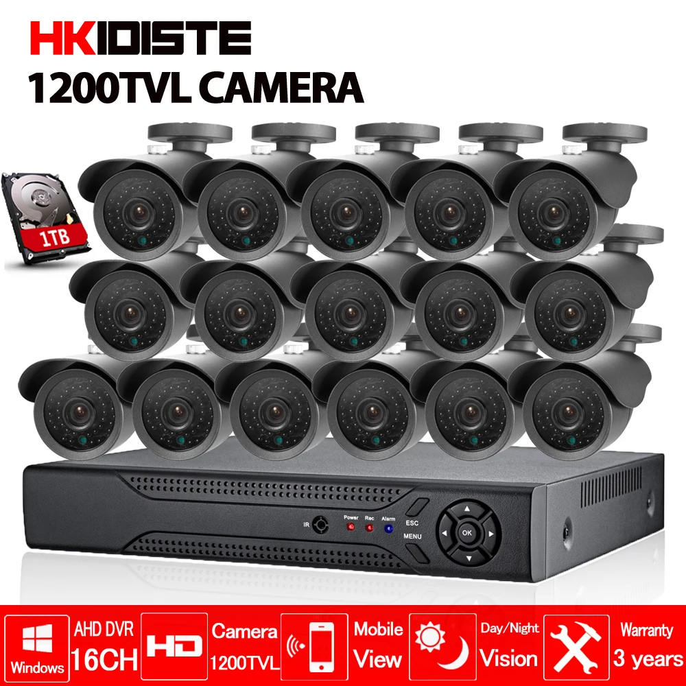 Motion Detect CCTV DVR 16Channel AHD 1080N CCTV DVR CCD HD 1200TVL 720P Waterproof Nightvision indoor Outdoor security camera