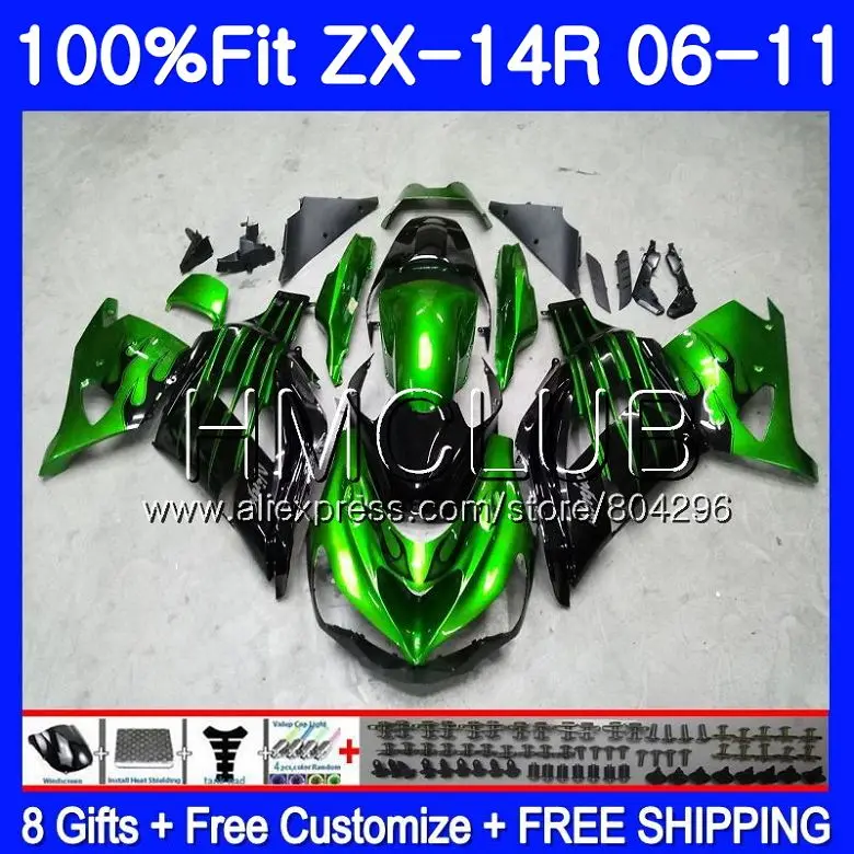 

Factory green Injection For KAWASAKI NINJA ZX 14R ZX14R 06 07 08 09 10 49HM.26 ZZR1400 ZX-14R 2006 2007 2008 2009 2010 Fairings