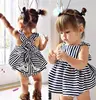 Backless Dress Bow Cotton Briefs 2Pcs Set Clothing Girl 2016 New Baby Girls Clothes Sets 2pcs Summer Sunsuit Outfit Stripe 1