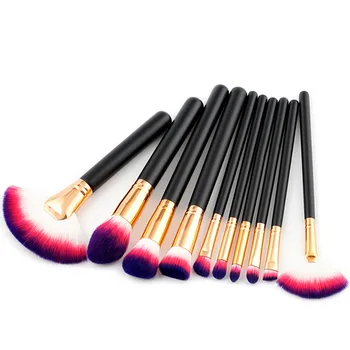 

10Pcs Pro Make Up Brush Set High Quality Facial Blending Brushes Kits Beauty Hair Foundation Powder Highlight Contour Brush