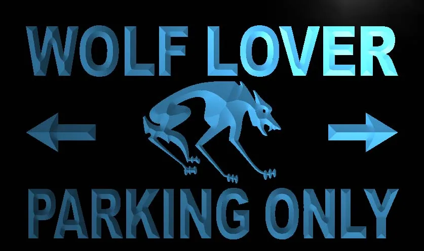 LN462- Wolf Lover Parking Only LED Neon Light Sign | Дом и сад