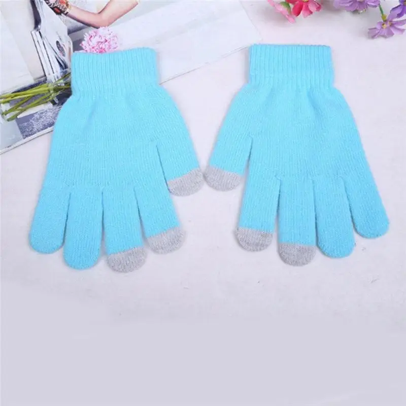 DSstyles зимние перчатки от холода унисекс Повседневные вязаные теплые перчатки с сенсорным экраном