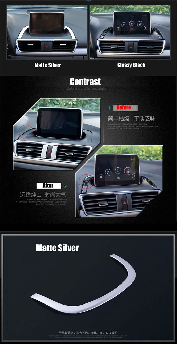 Аксессуары подходят для Mazda 3 Axela BM Центр приборной панели NAVI навигационная панель хромированная Накладка для автомобиля каркас с отделкой