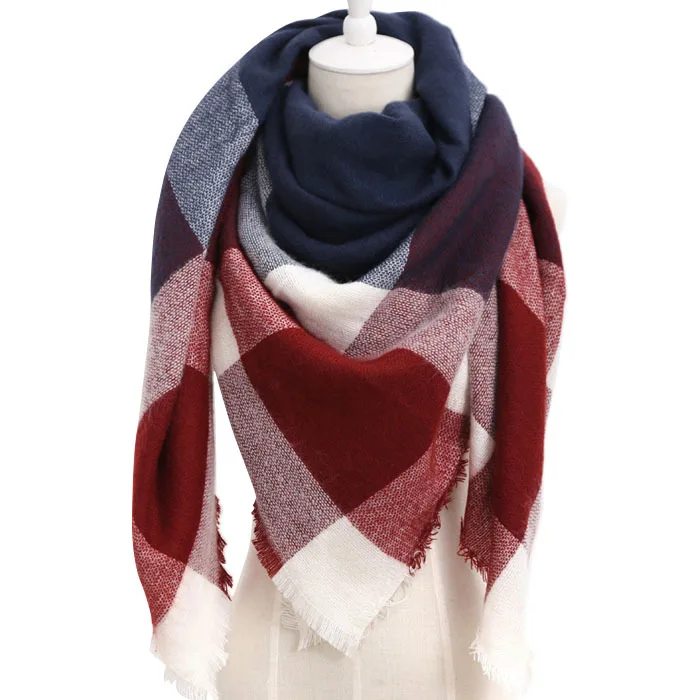 Лидер продаж вязаный свитер на весну и зиму Для женщин шарф в клетку теплые кашемировые шарфы шали Элитный бренд бандана капор леди