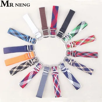 

For Nato Perlon Stripe16 18 20mm Watchbands Men Women Watches Strap 22 mm Wristwatch Band Buckle Belts Black Orange Red 9 colors