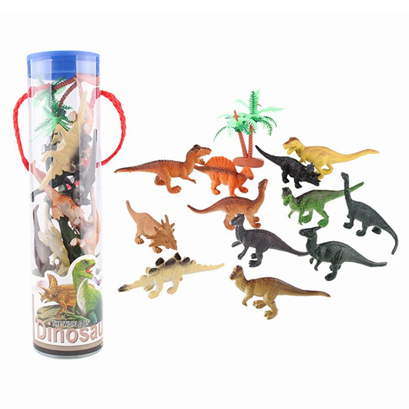 Jurassic 12 Pieces / Set Of Barrels Odorless Plastic Small Dinosaur Simulation  Model  Education  And  Education  Dinosaur  Toys