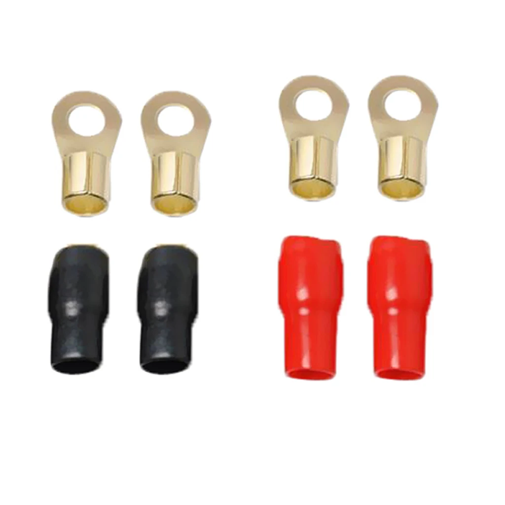 2 Pairs 4 AWG Power Ground Wire Connectors Assortment Crimp Ring Terminals