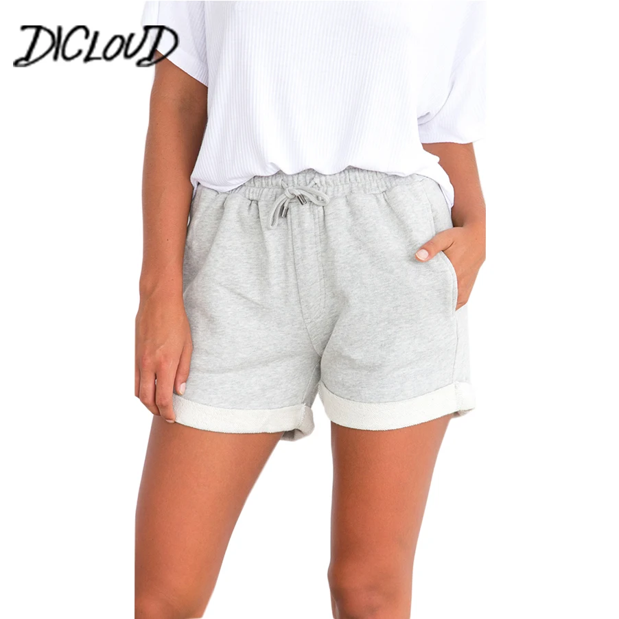 

DICLOUD Fashion Hem Casual Shorts Women 2018 Simple Loose High Waist Shorts Female Stretching Summer Hotpants Vacation Clothing