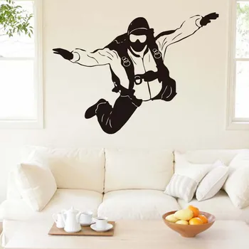 

DCTOP Skydiving Extreme Sport Wall Decals Home Decor Removable Vinyl Wall Sticker Decal Parachute Jumping Self Adhesive Diy Art