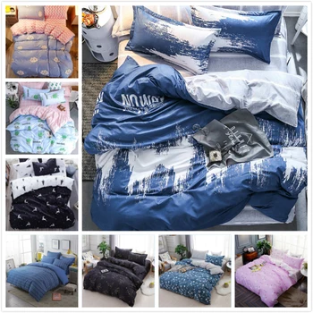 

New Creative Scrawl Pattern Duvet Cover 3/4 pcs Bedding Set Soft Cotton Bed Linens Single Full Queen King Size Quilt Pillow Case