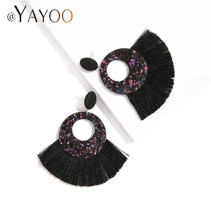 Dangle Earrings Drop Earrings Pendant Earrings Crystal Tassel Earrings AYAYOO Bohemian Green Tassel Women Fashion Earrings For Brial Round Multicolor Dangle Drop Hanging Pendientes Brincos