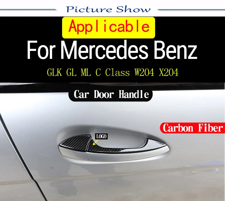 Углеродное волокно Стиль ручка для входной двери Накладка для Mercedes Benz GLK/GL/ML/C класс W204 X204 автомобильные аксессуары