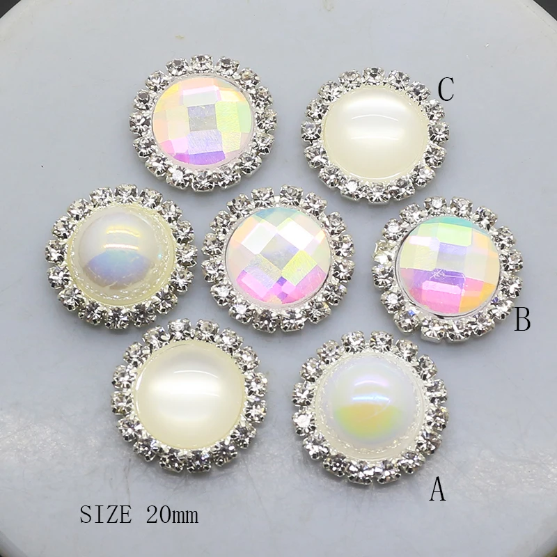 

ZMASEY 20mm Buttons 10Pcs/Lot Shiny Rhinestone Sewing AB Color Button Accessories Ribbon Card Holiday Party Decoration