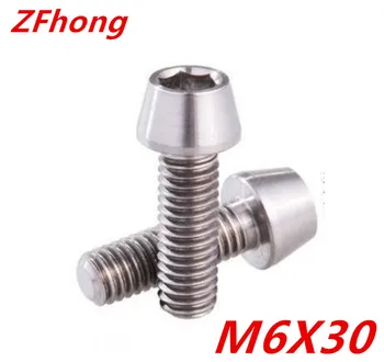 

6pcs M6*30 Pure Titanium Alloy Screws Cone Head Ti Screws TC4 Forward After Dial Bolts