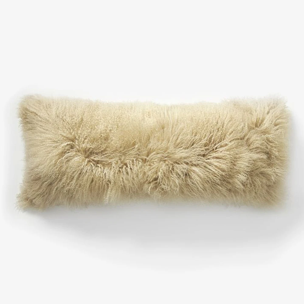 2017 Real Rectangle Mongolian Lamb Fur Cushion Cover Tibetan Fur Pillow