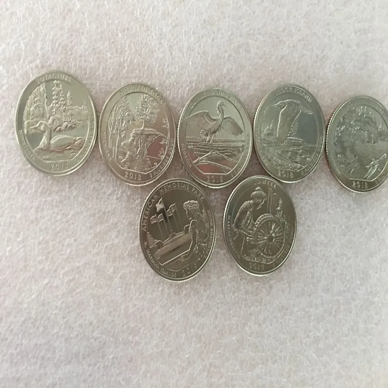7pcs American National Park 25 cents Commemorative coins 2018 2019 gift