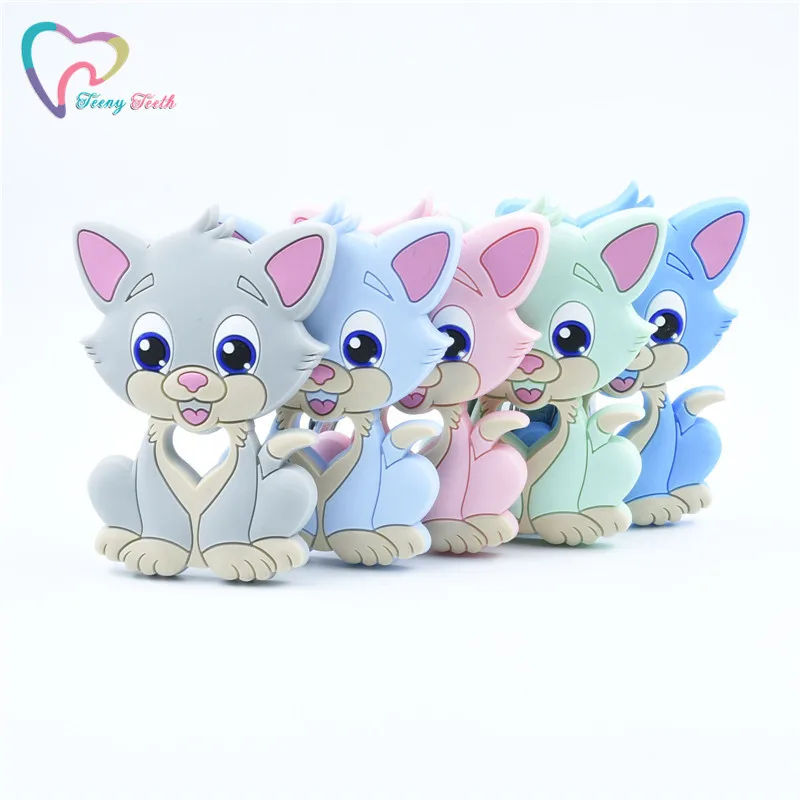 

1 PC Cat Silicone Teether BPA Free Chewable Baby Teething Toy Infant Newborn Nursing Gifts Baby Toys Silicone Animal Teether