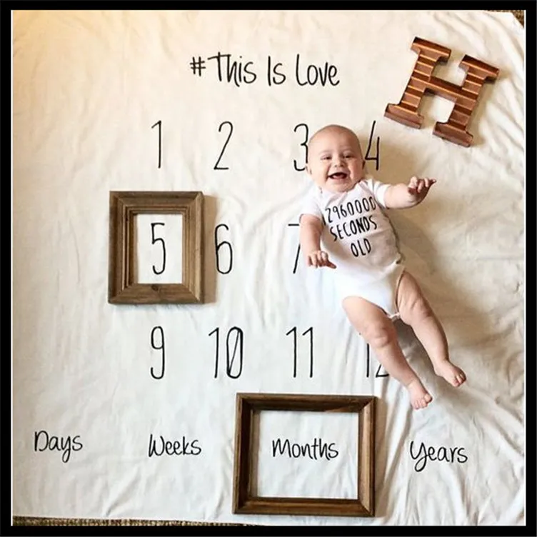 

100*100CM Baby photography props baby blanket Letters numbers baby swaddle blanket newborn prop for photography