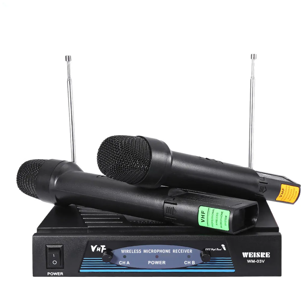 

WEISRE WM-03V Portable Professional 220-270MHz Karaoke Wireless Handheld VHF Transmitter Microphone Set with Micro Receiver