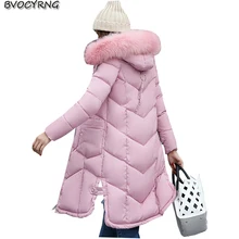 New Winter Women Eiderdown Cotton Long Style Jacket Coat Heavy Hair Collar Thickening Outerwear Big yards Femaie Warm Parka Q5