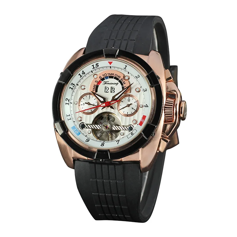 FORSINING Multifunktions Tourbillon Datum Tag Display розовое золото Uhr Herren Luxus Marke Automatikunhr Sportuhren|sportuhren| |