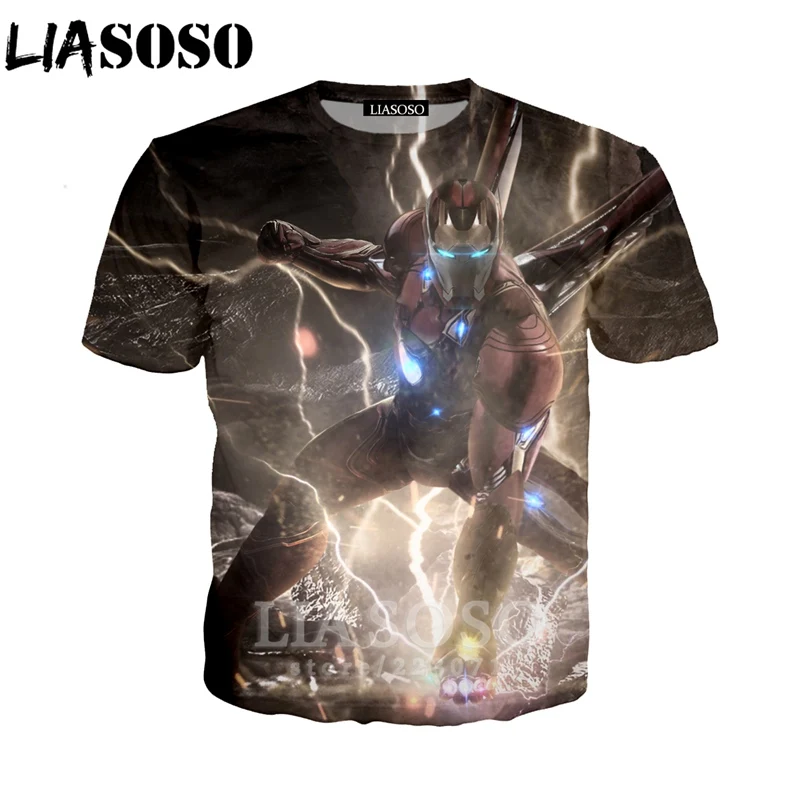 LIASOSO 2019 Summer New Men Women 3D Print Latest Movie Avengers Endgame Short Sleeve T shirt Fashion Sweatshirt Pullover B008