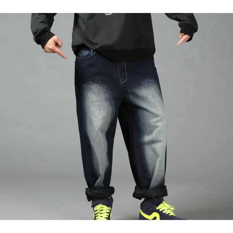 Hip Hop Baggy Jeans Blue Mens Denim Hip-hop Loose Pants Rap Jeans For Boy  Rapper Fashion Big Size 30-46 - AliExpress Men's Clothing
