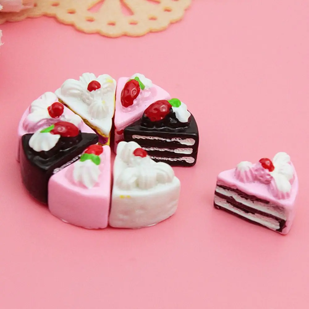

10PCS/Set Lovely Flat Back DIY Miniature Artificial Fake Food Cake Resin Cabochon Decorative Craft Play Toy Doll Accessories