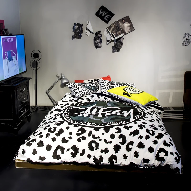 Online kaufen groÃhandel schwarz und weiß leopard bettwä ...