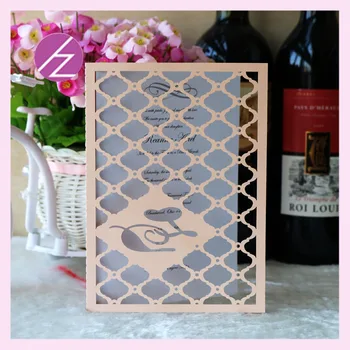 

50psc/lot laser cut customized name &printing inner page Wedding Party business Invitation cover marriage Card