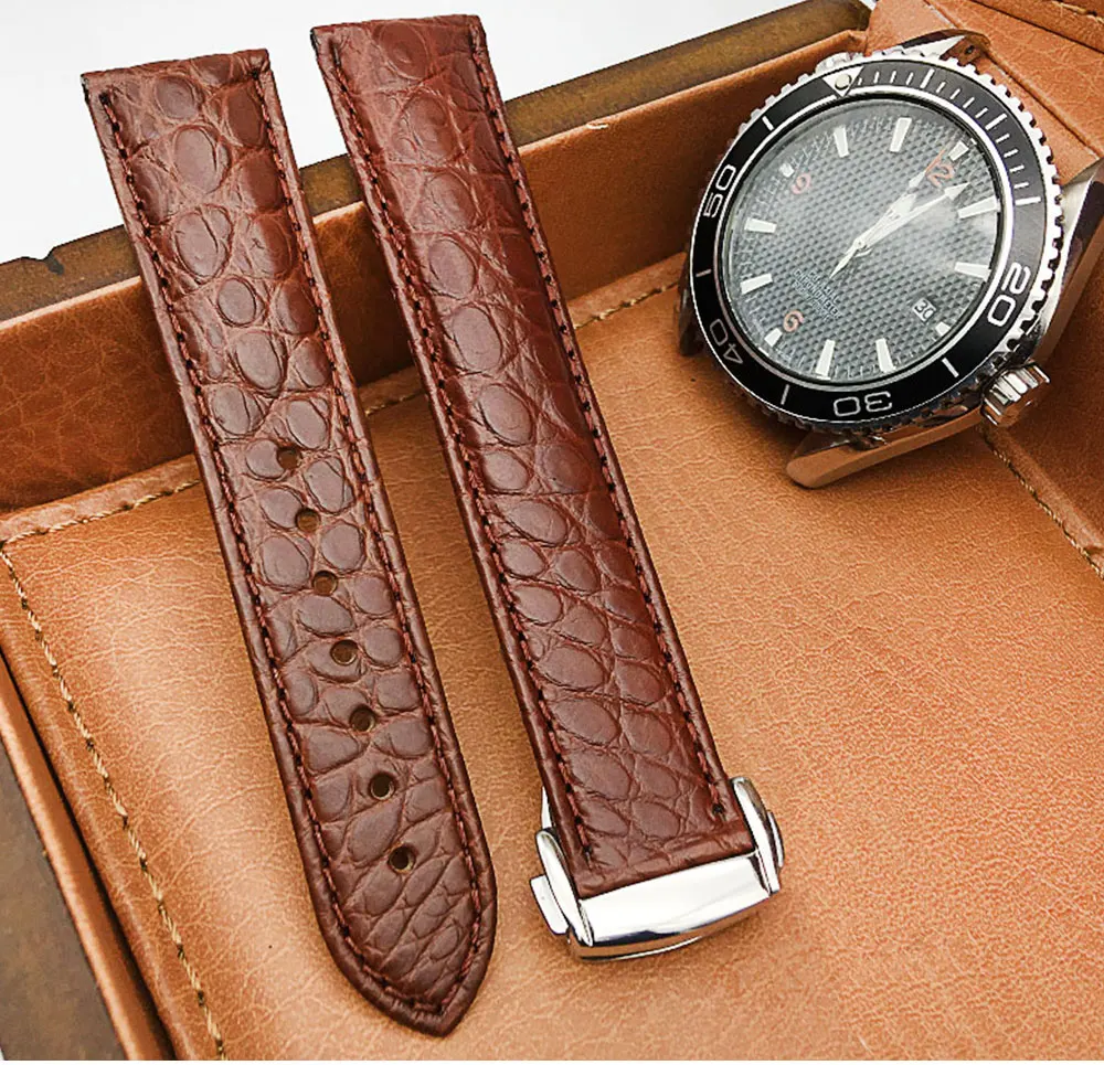 19 мм 20 мм ремешок для часов из крокодиловой кожи для часов Omega Seamaster DE VILLE из натуральной кожи для часов Rado