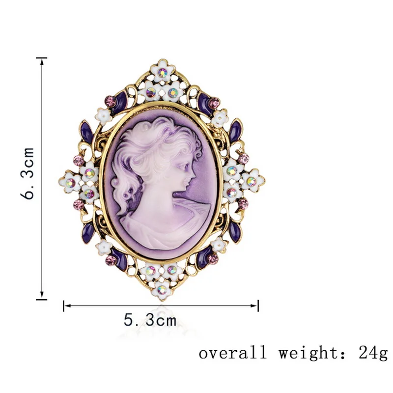 Виктория Античный Золотой Серебряный Винтажная брошь на булавке женская брендовая бижутерия королева Броши с камеей Стразы для женщин Рождественский подарок - Окраска металла: 4