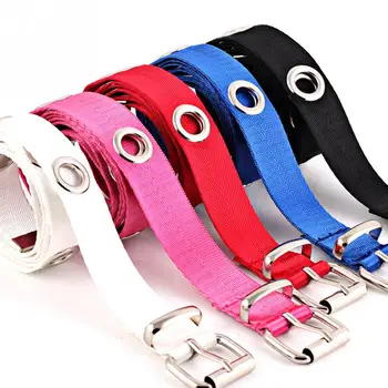 

1PC Women Students Jean Canvas Waist Belts Silver Pin Buckle Waistband Fashion Long Personality Casual Metal Ring Wild Belt #25