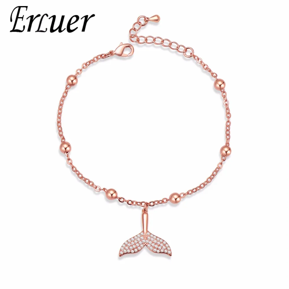 

ERLUER charm bracelets for women Crystal mermaid tail jewelry Girl bead adjustable Zircon bracelet fasion jewellery accessories