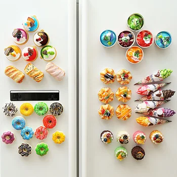 

6pcs Fridge Magnets Artificial Cake Magnet Button Cactus Refrigerator Messages Stickers Magnet Fridge Magnet Decorations