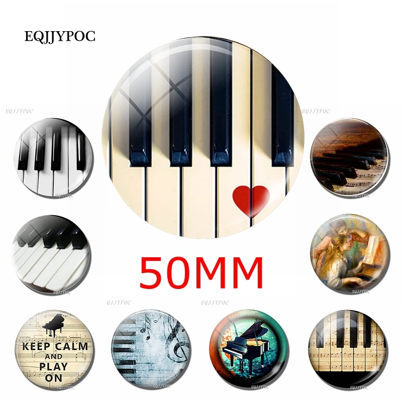 

Piano Fridge Magnets for Refrigerators Sticker Message Board 50mm Glass Cabochon Magnetic Creative Home Decor Musician Gift