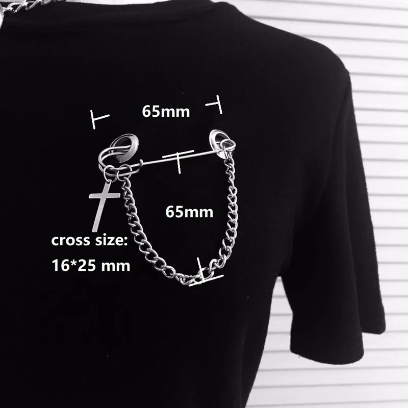 Панк большие булавки крест индивидуальные Броши унисекс цепочка для пар дизайн костюм аксессуар