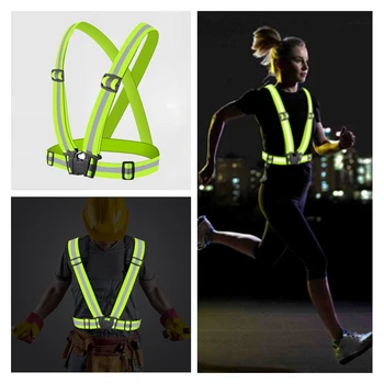

1pc Adjustable Safety Vest Outdoor Night Running Cycling Equipment Striped Reflective Vest 4 Colors