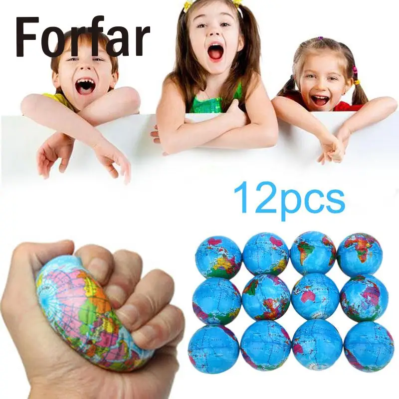 

12pcs Stress Relief World Map Sponge Ball Atlas Globe Palm Ball Planet Earth Ball Adult Kids Novelty Gadgets Anti Stress Toys
