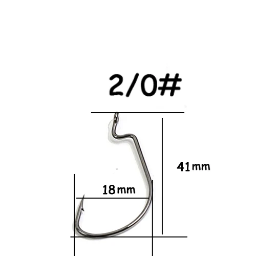 JOHNCOO 10 шт. рыболовные крючки из высокоуглеродистой стали, широкий крючок, острые Крючки 4#2#1#2/0# Мягкая приманка, одинарный колючий крючок - Цвет: D