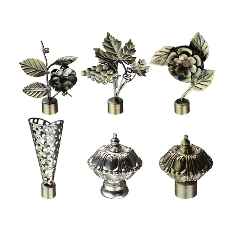 2Pcs Drapery Curtain Rod End Decorative End Cap Finial Hook Grape