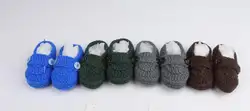 10 пар/лот Повседневное мягкие для маленьких мальчиков и девочек Однотонные ручной вязать малыша обувь детская кроватки обувь 11 см оптовая