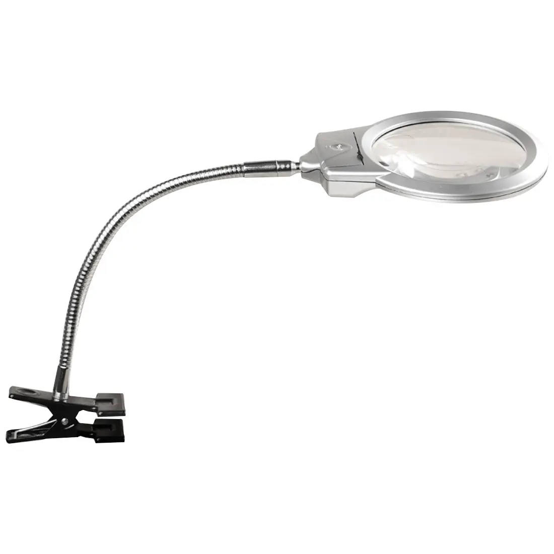 Lighted Magnifier Clip on Table Top Desk LED Lamp Reading 2.5x 5x Large