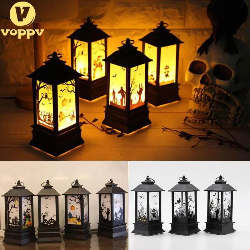 

New Halloween Vintage Pumpkin Castle Light Lamp Party Hanging Decor LED Lantern ZSD6875