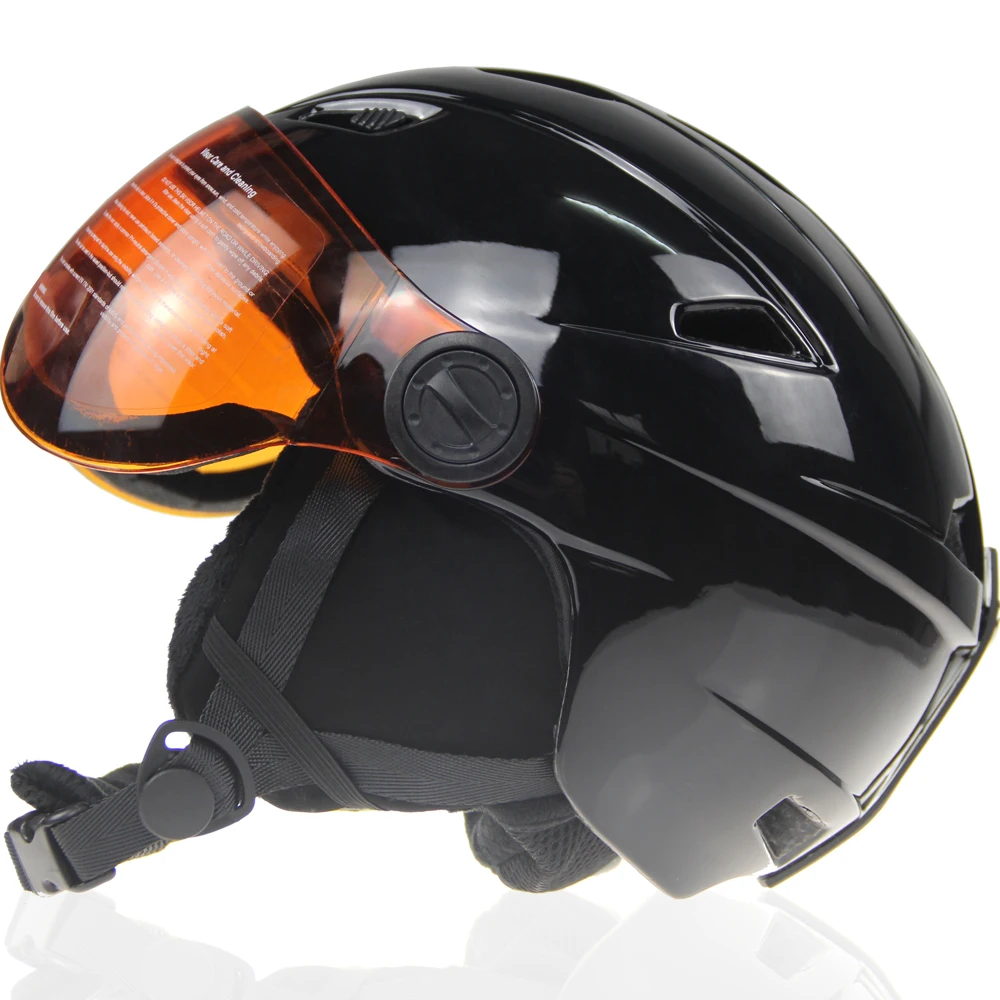 Brand Black Ski Helmet With Goggles Winter Man/Woman/Kids Snow Warm