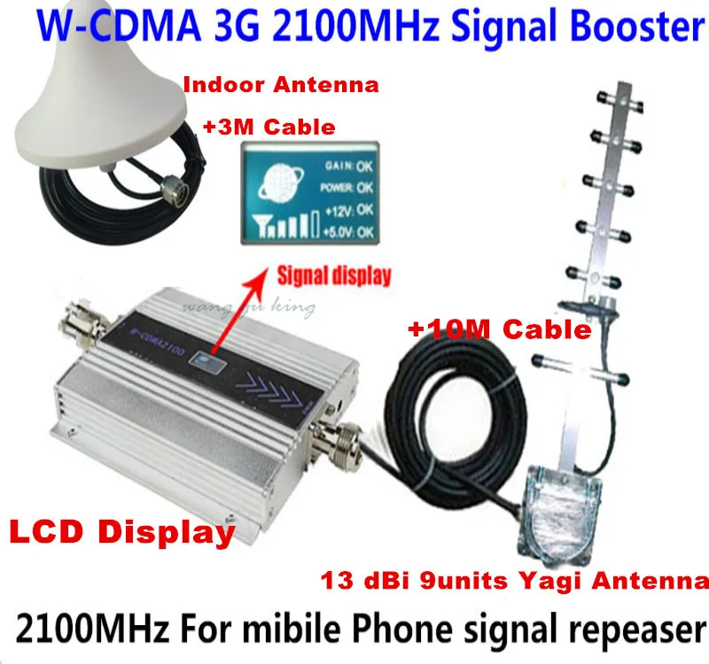 

13dbi yagi+ LCD display 3G repeater full set! cell phone WCDMA/ 3g 2100mhz SIGNAL BOOSTER REPEATER WCDMA SIGNAL AMPLIFIER