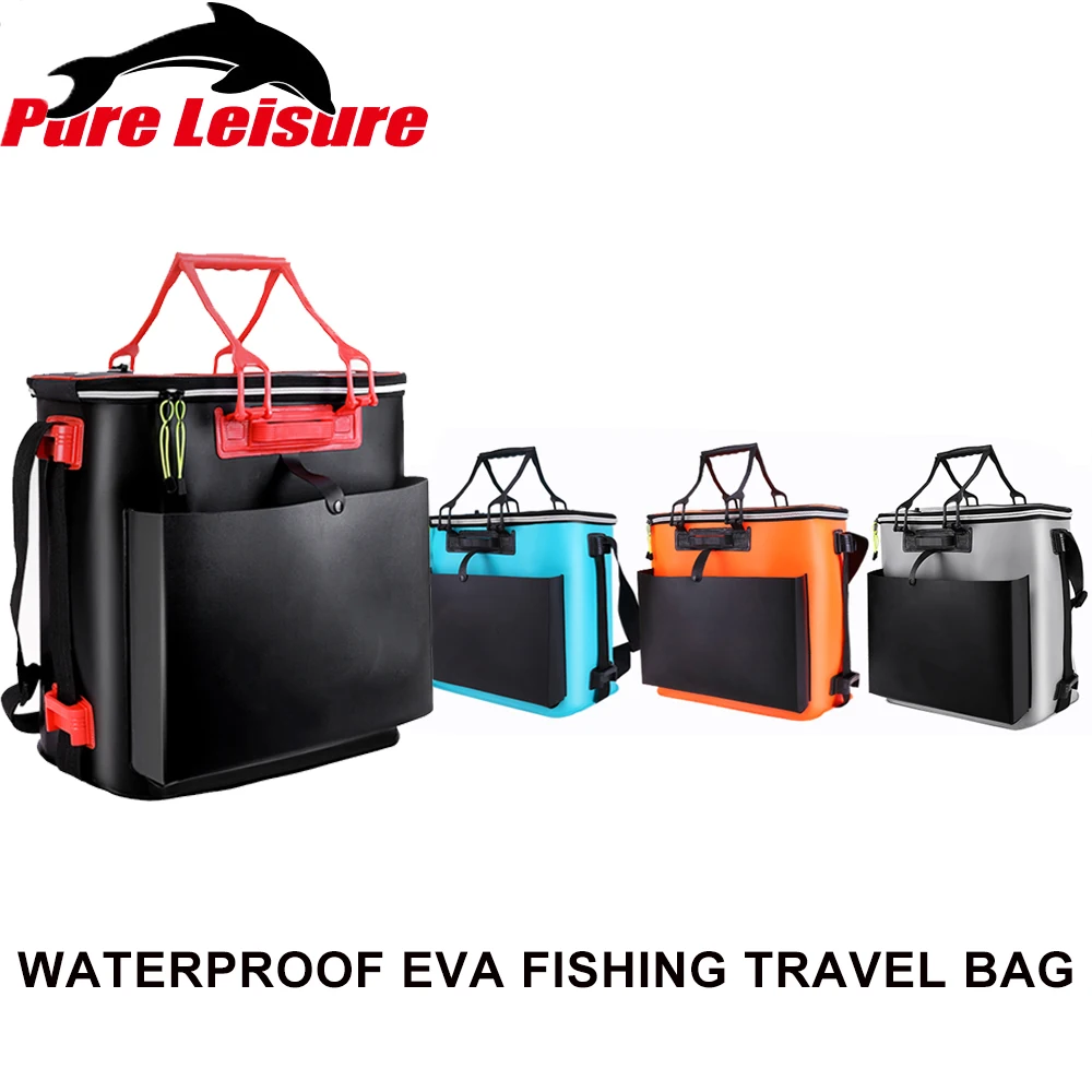 

Pureleisure Eva Fold Fishing Bucket Reel Case Waterproof Fishing Bag Hengel Foudraal Live Fish Shrimp Bucket Camping Stoel