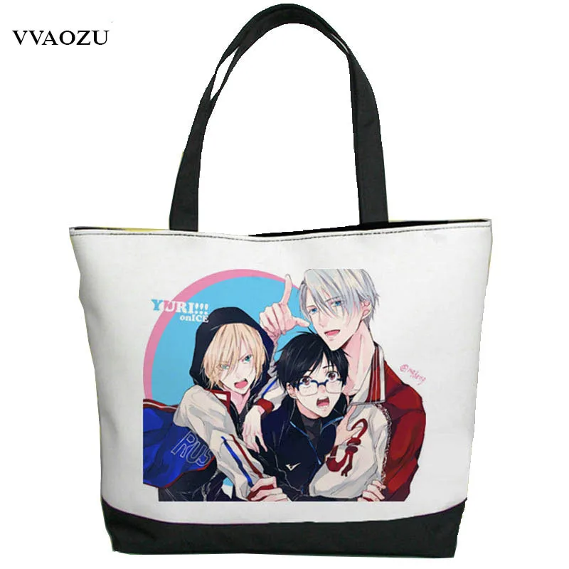 

Yuri on Ice Canvas Cosplay Handbag Plisetsky Yuri/Victor Nikiforov Casual Shopping Tote Bag Student Bookbag Bolsa Feminina