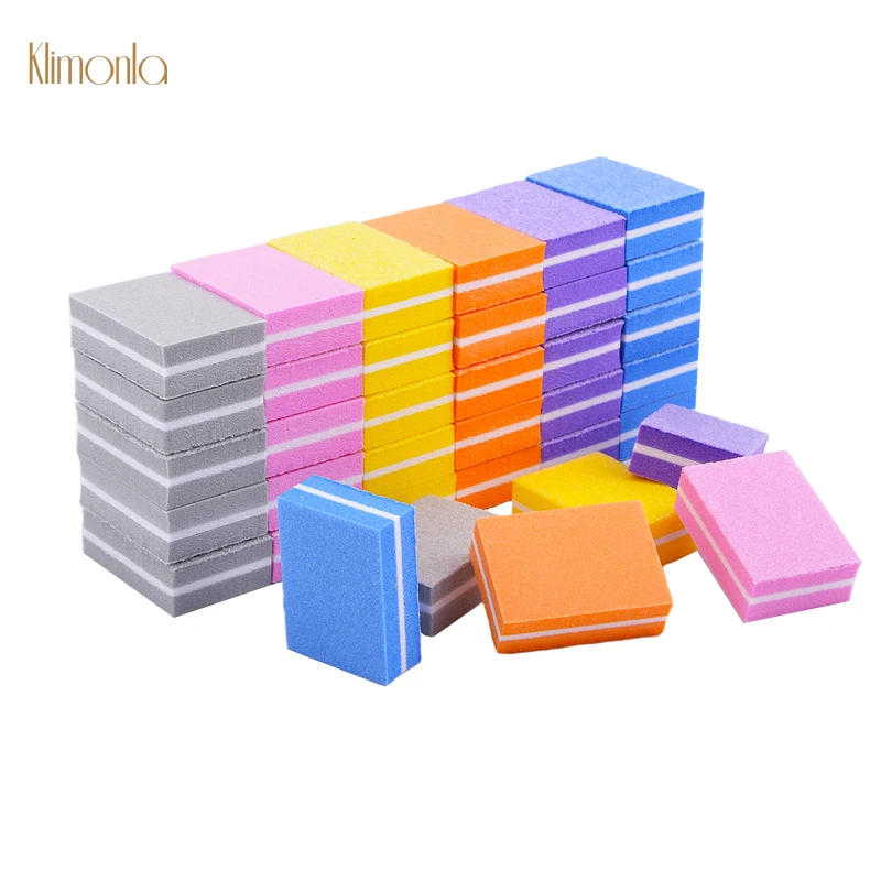 

50pcs Colorful Nail File 100/180 Mini Nail Art Sanding Sponge Emery Board UV Gel Polish Files DIY Nail Buffing Tools