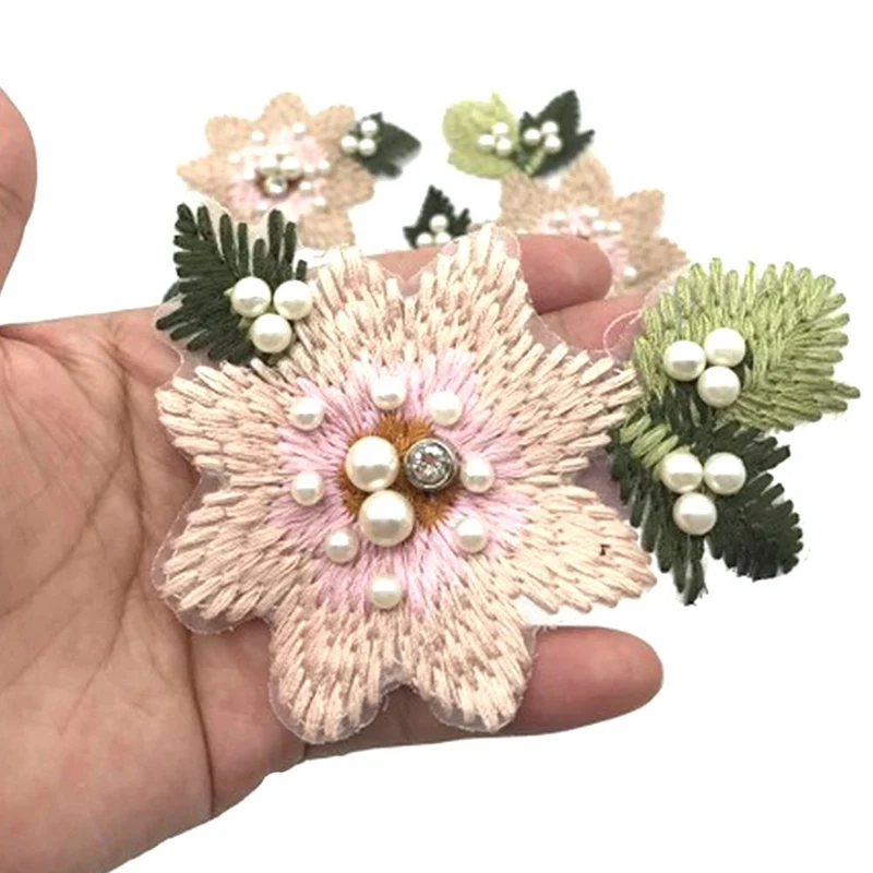 

1Piece Beaded Rhinestones Flower Patch Vintage Embroidered Applique Fashion Clothing Decor Sew On Patch Accessories Motif Patch